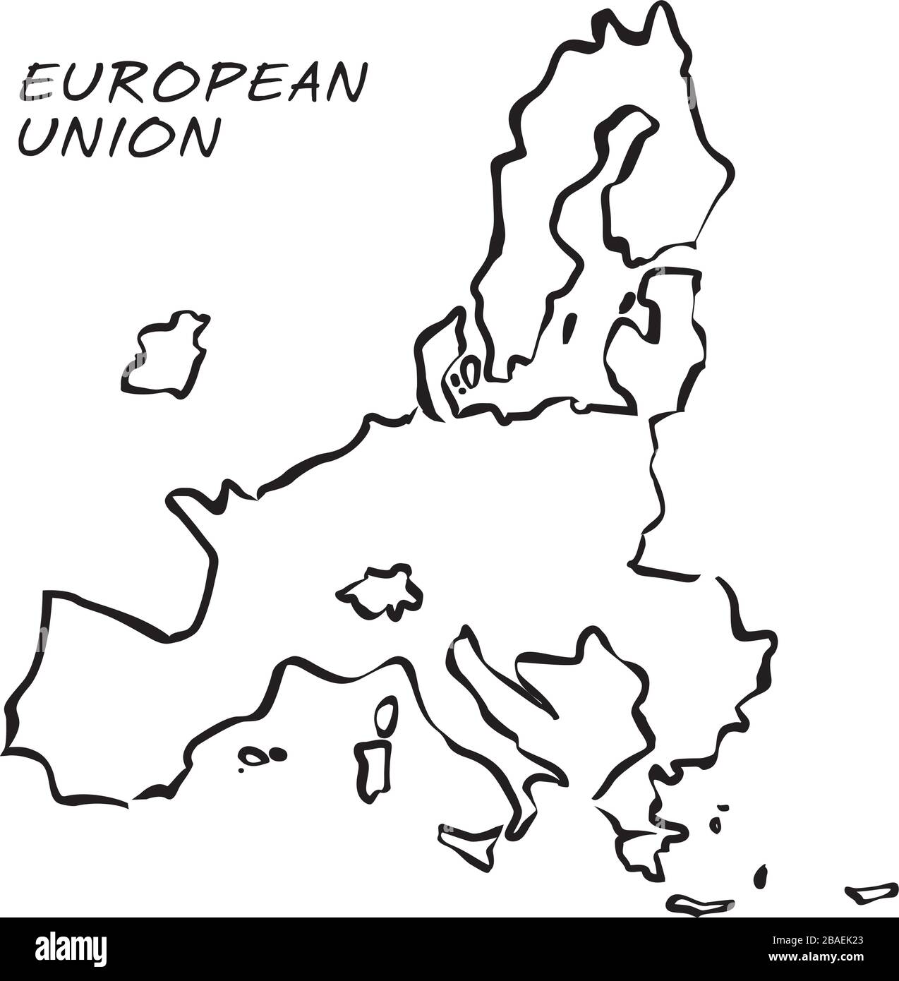 Mappa dell'Unione europea senza Regno Unito. Illustrazione vettoriale. Forma e illustrazione grafica. Illustrazione Vettoriale