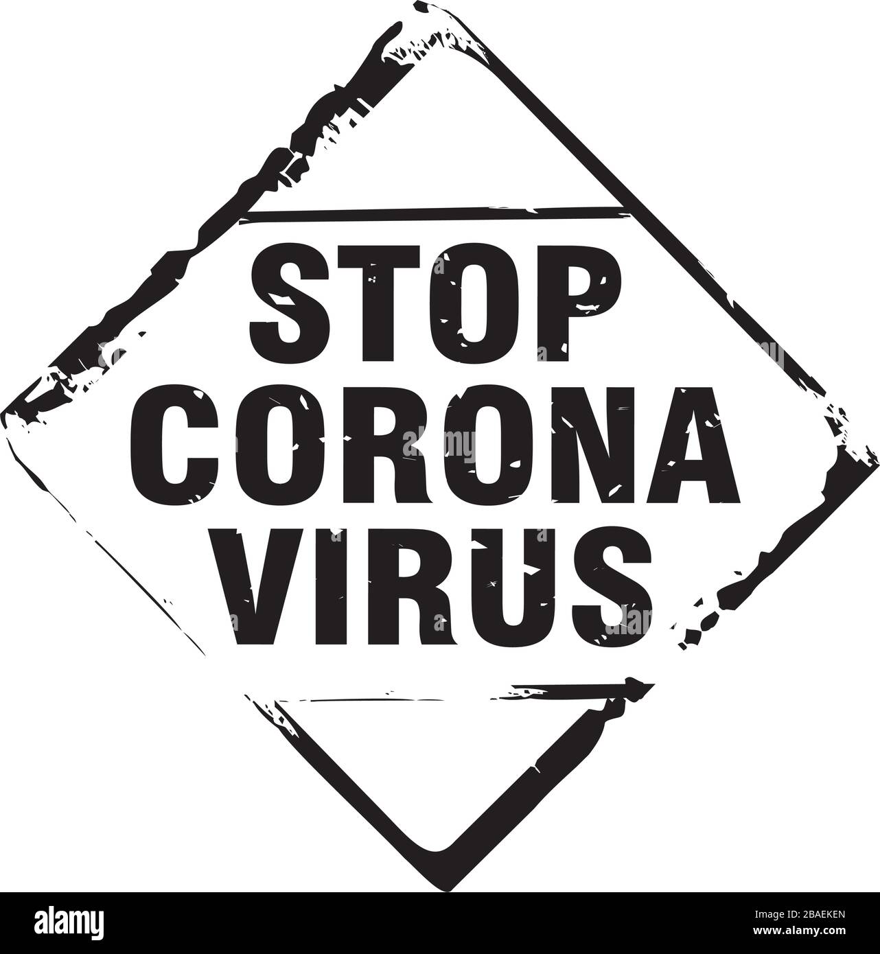 Francobollo nero e virus corona di arresto del testo. Illustrazione vettoriale. Illustrazione Vettoriale