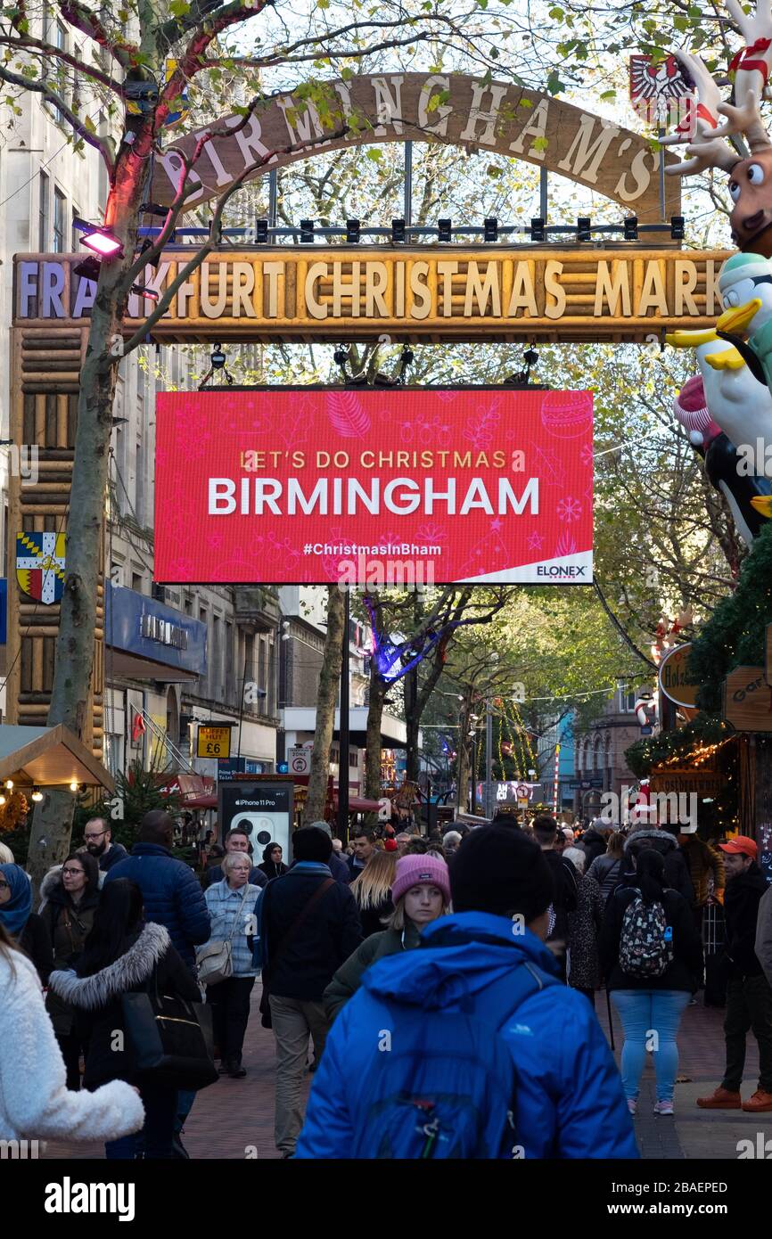 Mercato di Natale di Francoforte, Birmingham, Inghilterra, 2019 a Birmingham Foto Stock