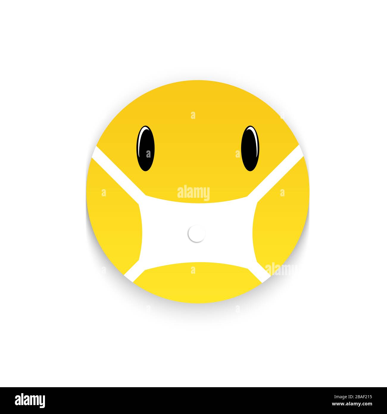 Faccia su sfondo bianco con maschera anti-virus. Foto Stock