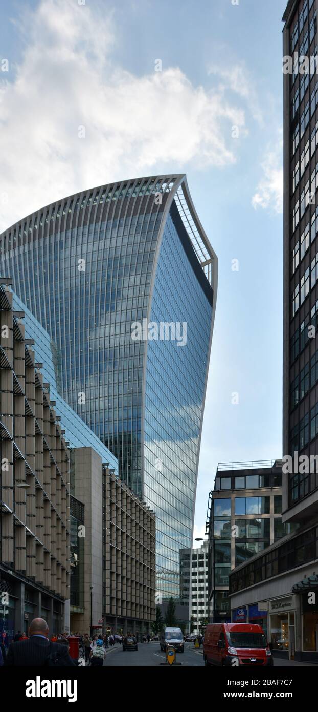 L'edificio 20 Fenchurch Street, visto dall'incrocio tra Fenchurch Street e Mincing Lane Foto Stock