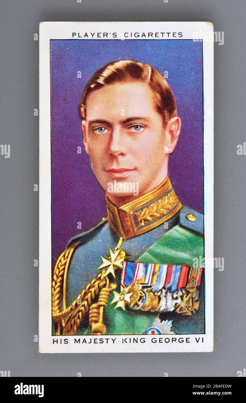 Sigaretta carta: Sigarette dei giocatori - incoronazione di George VI (1937) Re Giorgio VI Foto Stock