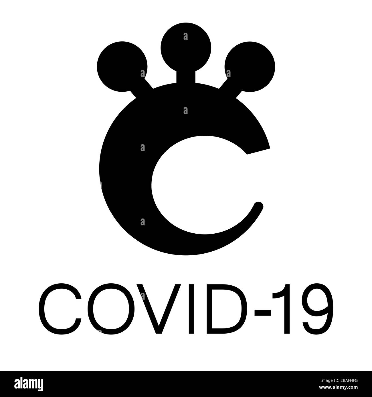 COVID-19 icona vettore, logo. Variazione bianco e nero N° 1 Illustrazione Vettoriale