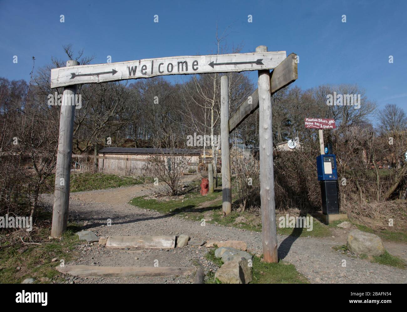 Luogo di ritrovo per mountain bike Comrie Croft Foto Stock