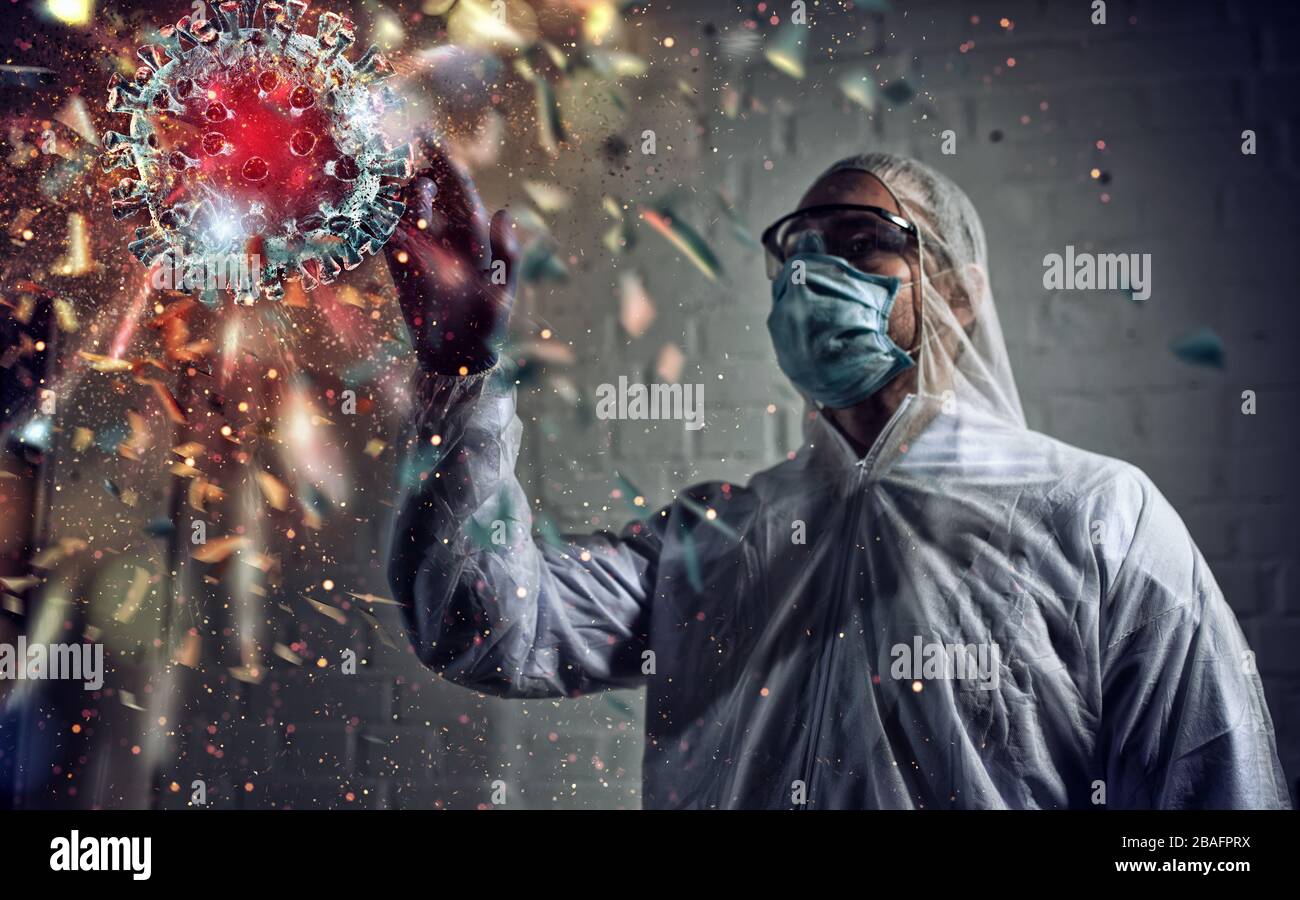 Il laboratorio di scienze mediche ha trovato un modo per uccidere il coronavirus Foto Stock