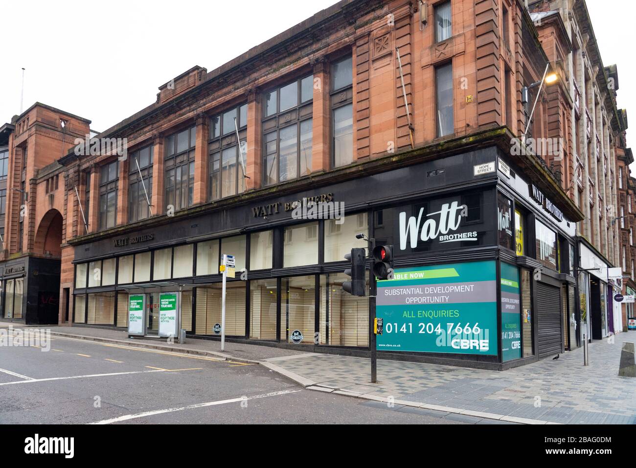 Ex sede vuota del grande magazzino Watt Brothers nel centro di Glasgow, Scozia, Regno Unito Foto Stock