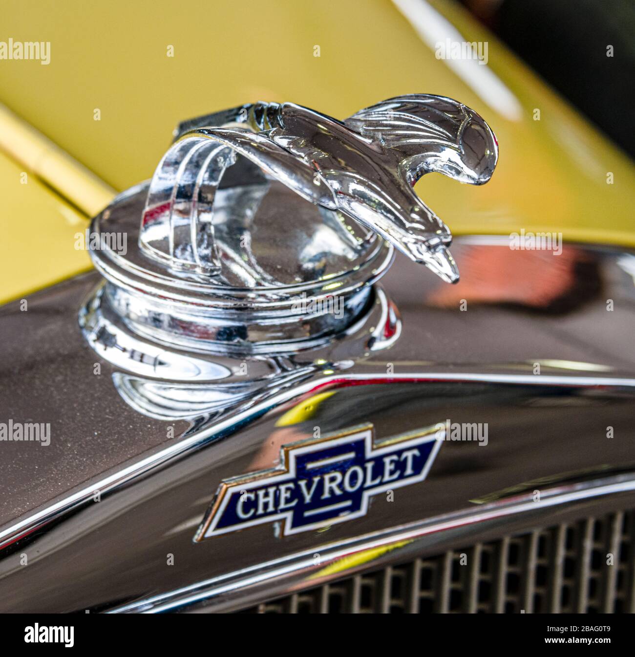 2019 Barrett-Jackson Scottsdale Auction, 1932 Chevrolet Confederate Deluxe Sport Roadster Eagle Mascot radiatore Cap Foto Stock