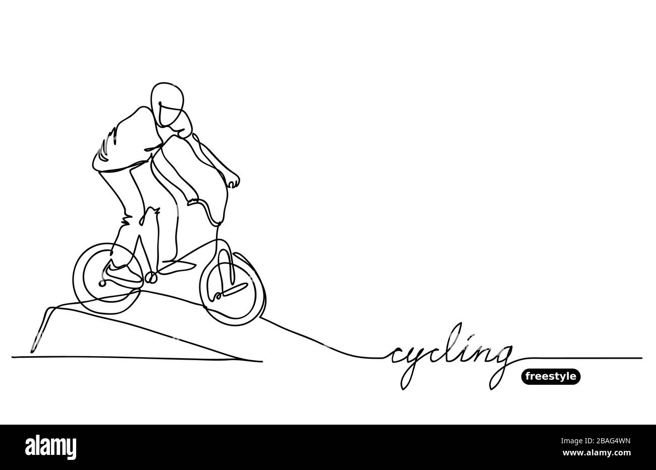 Freestyle BMX cycling Vector sketch, doodle Illustrazione Vettoriale
