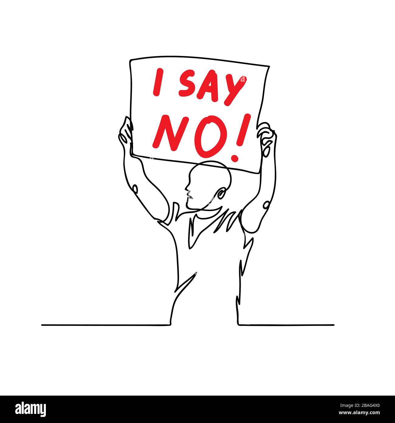 Protester uomo una linea di disegno Illustrazione Vettoriale