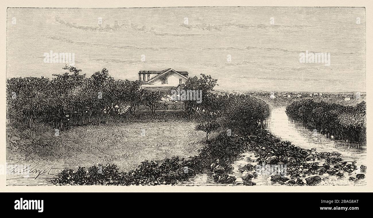 Casa di Charles Victor Crosnier de Varigny a Honolulu. Hawaii, Stati Uniti. Gita alle Isole Hawaii 1855 di Charles de Varigny, avvento francese Foto Stock