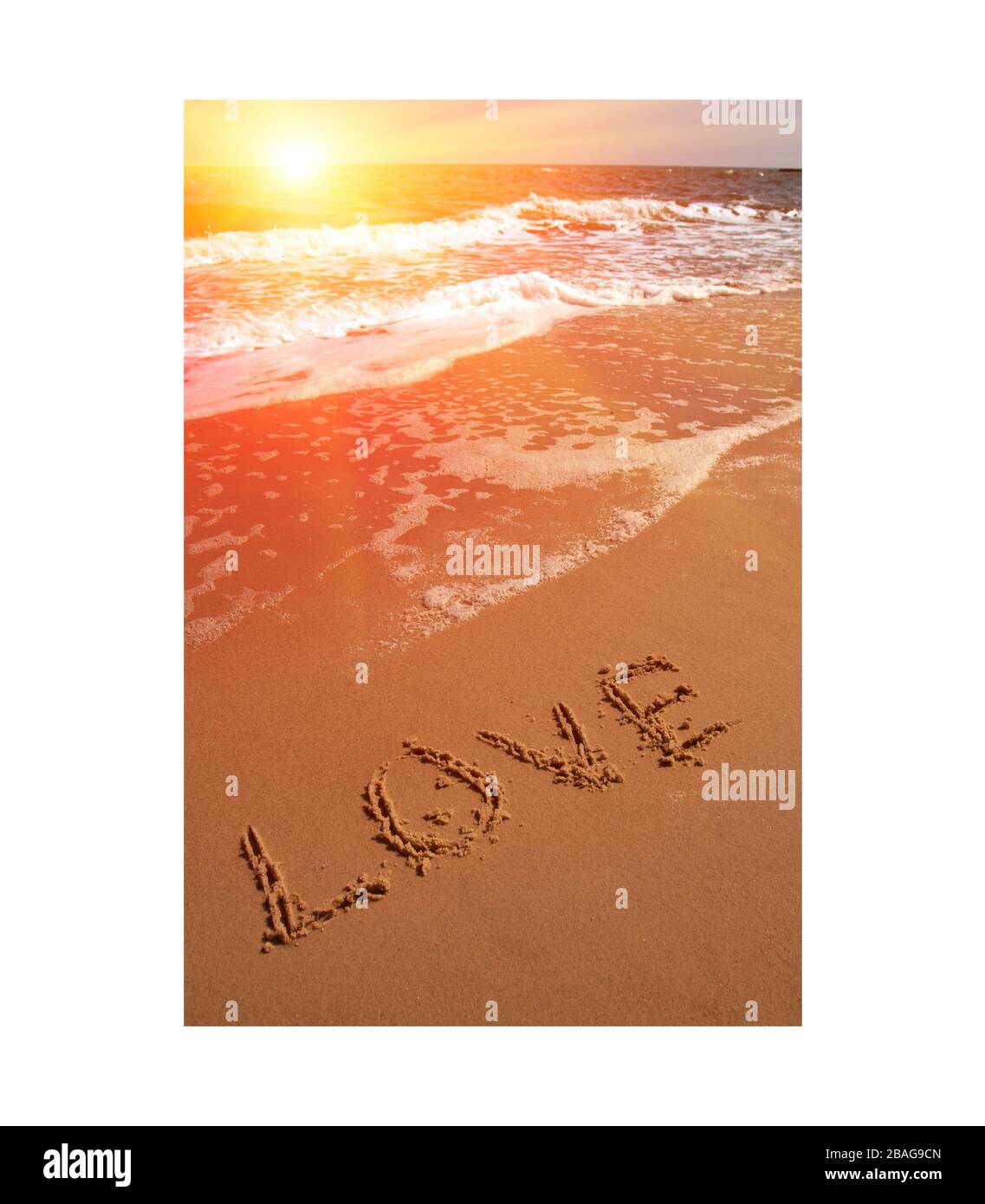 parola d'amore sulla spiaggia di mare Foto Stock