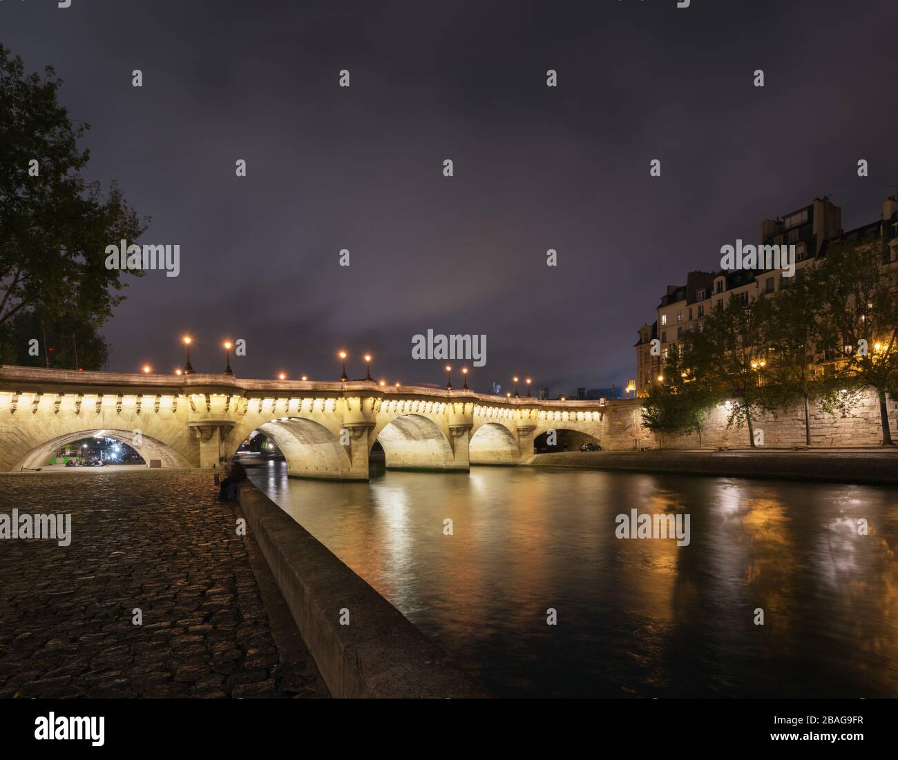 Pont Neuf tra Île de la Cité e la riva sinistra della Senna, Parigi, Francia Foto Stock