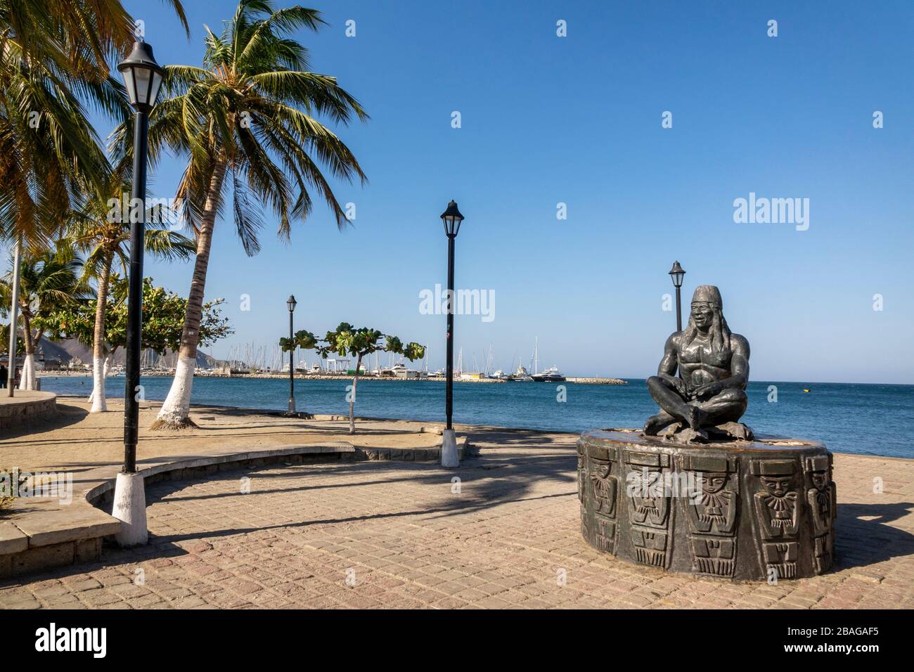 Santa Marta, Colombia, 24. Febbraio 2020: Statua di un uomo Tayrona a Santa Marta Magdalena Colombia Foto Stock