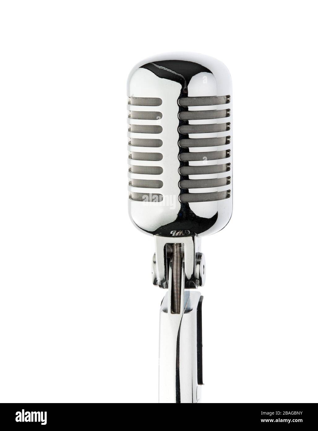 Ein verchromtes Mikrofon für Reden, Ansprachen, Karaoke und Musik, Foto Stock