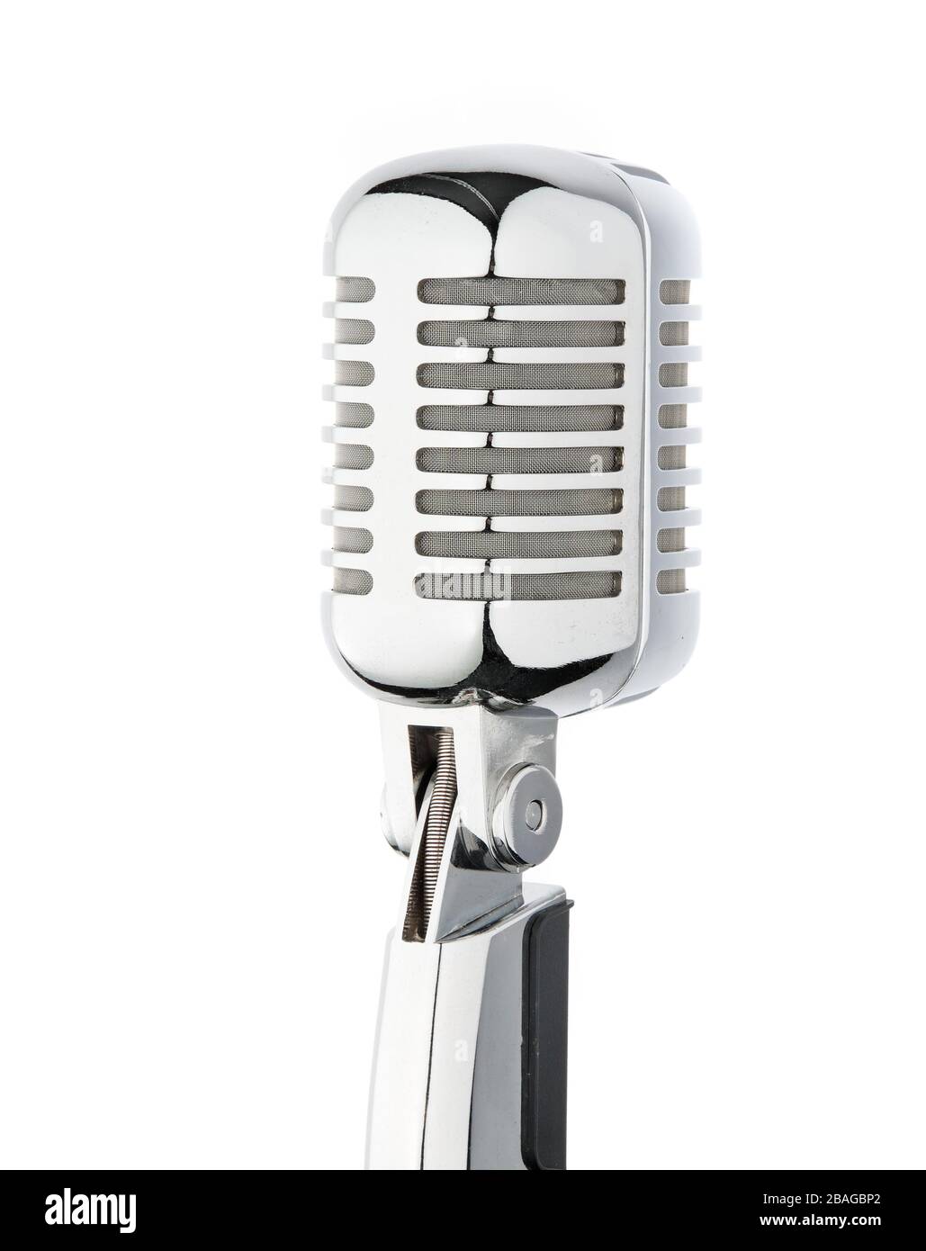 Ein verchromtes Mikrofon für Reden, Ansprachen, Karaoke und Musik, Foto Stock