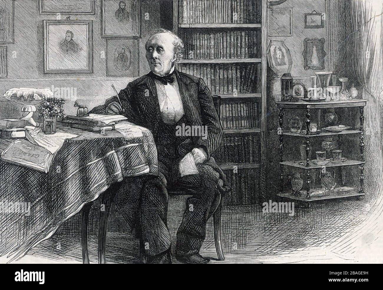 HANS CHRISTIAN ANDERSEN (1805-1875) autore danese nella sua casa di Copenaghen circa il 1870 Foto Stock