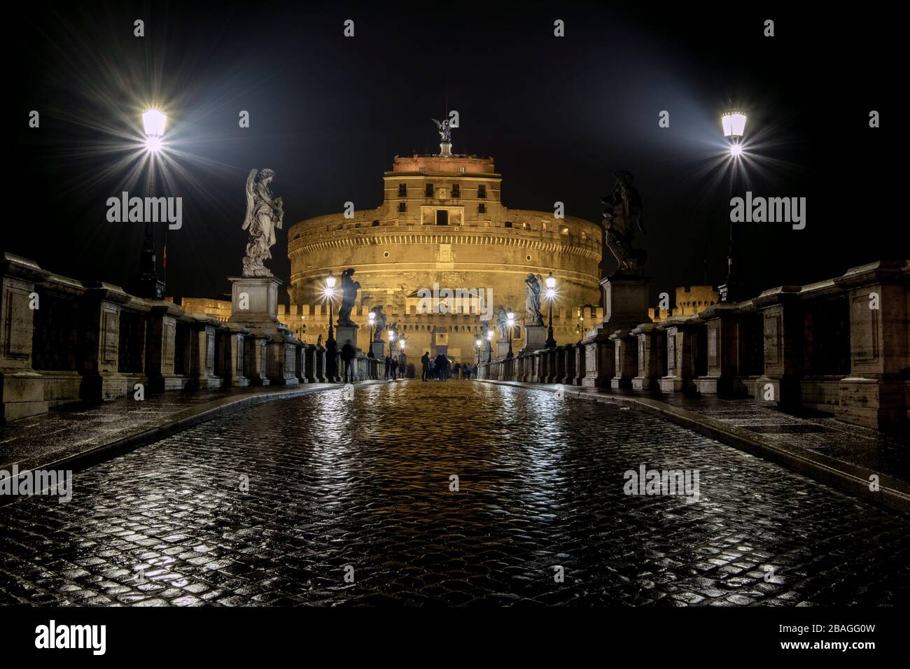 Castel Sant'Angelo. Fotografia notturna. Roma, Italia Foto Stock