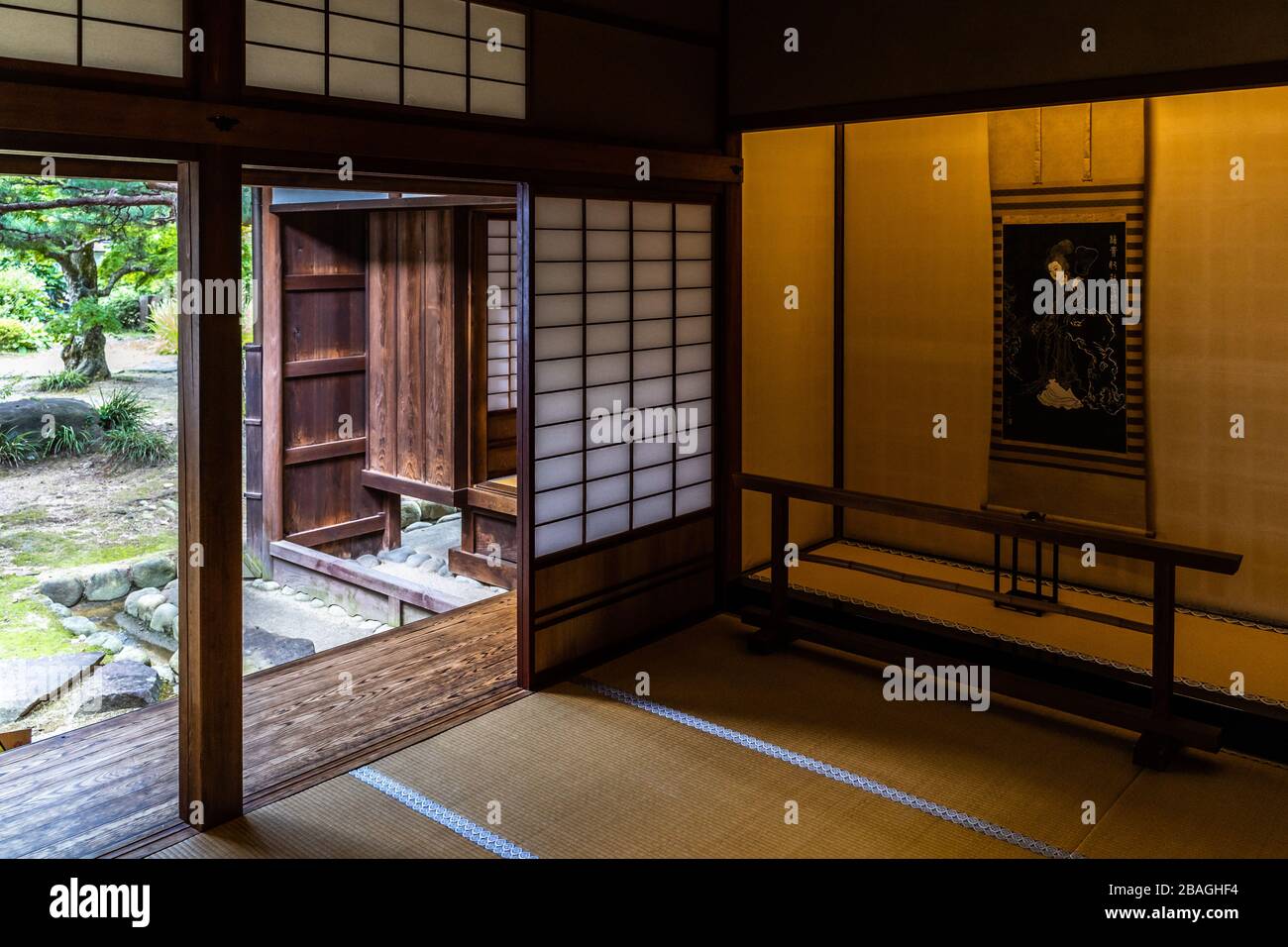 Interno di Takayama Jinya, ex casa del governatore della provincia di Hida, è uno dei più interessanti edifici storici di Takaya, Giappone Foto Stock