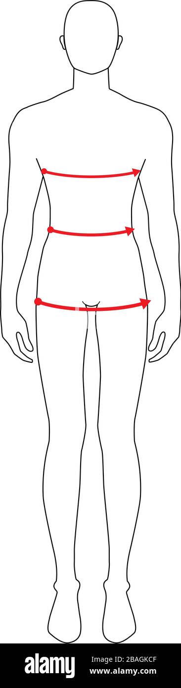 Uomini per fare la moda di misurazione del corpo illustrazione per il grafico di taglia. 7.5 testa taglia ragazzo per sito o negozio online. Modello infografico per il corpo umano per vestiti. Illustrazione Vettoriale