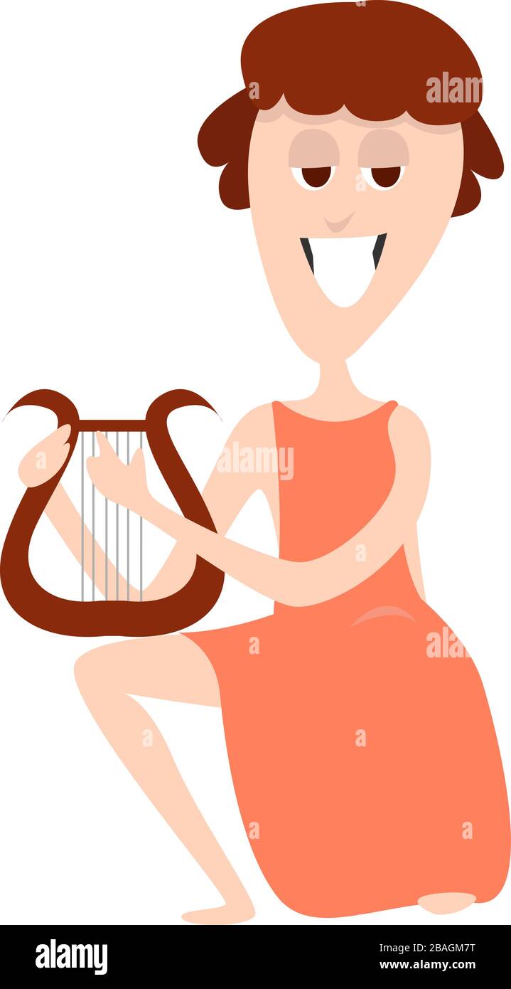 Apollo con arpa, illustrazione, vettore su sfondo bianco Illustrazione Vettoriale