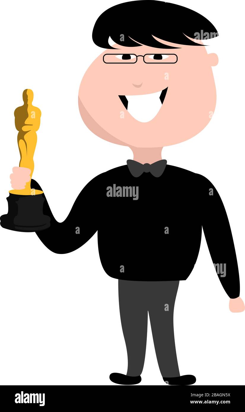 Attore con Oscar, illustrazione, vettore su sfondo bianco Illustrazione Vettoriale