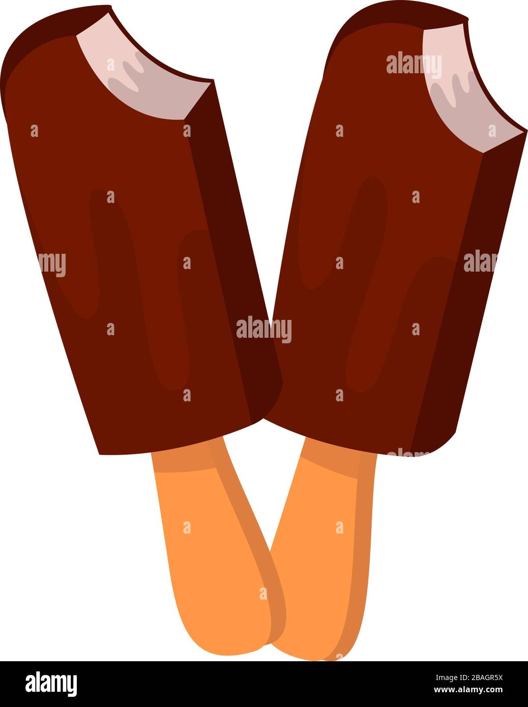 Gelato al cioccolato su bastone, illustrazione, vettore su sfondo bianco Illustrazione Vettoriale