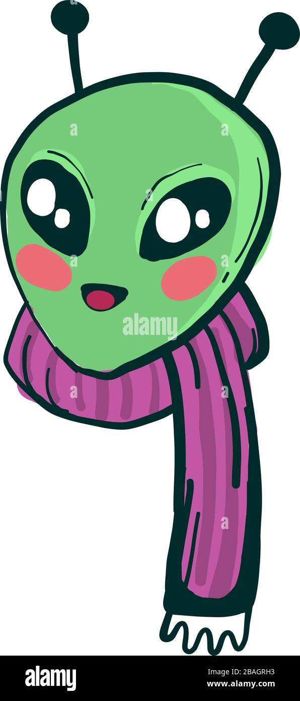 Cute verde alieno, illustrazione, vettore su sfondo bianco Illustrazione Vettoriale