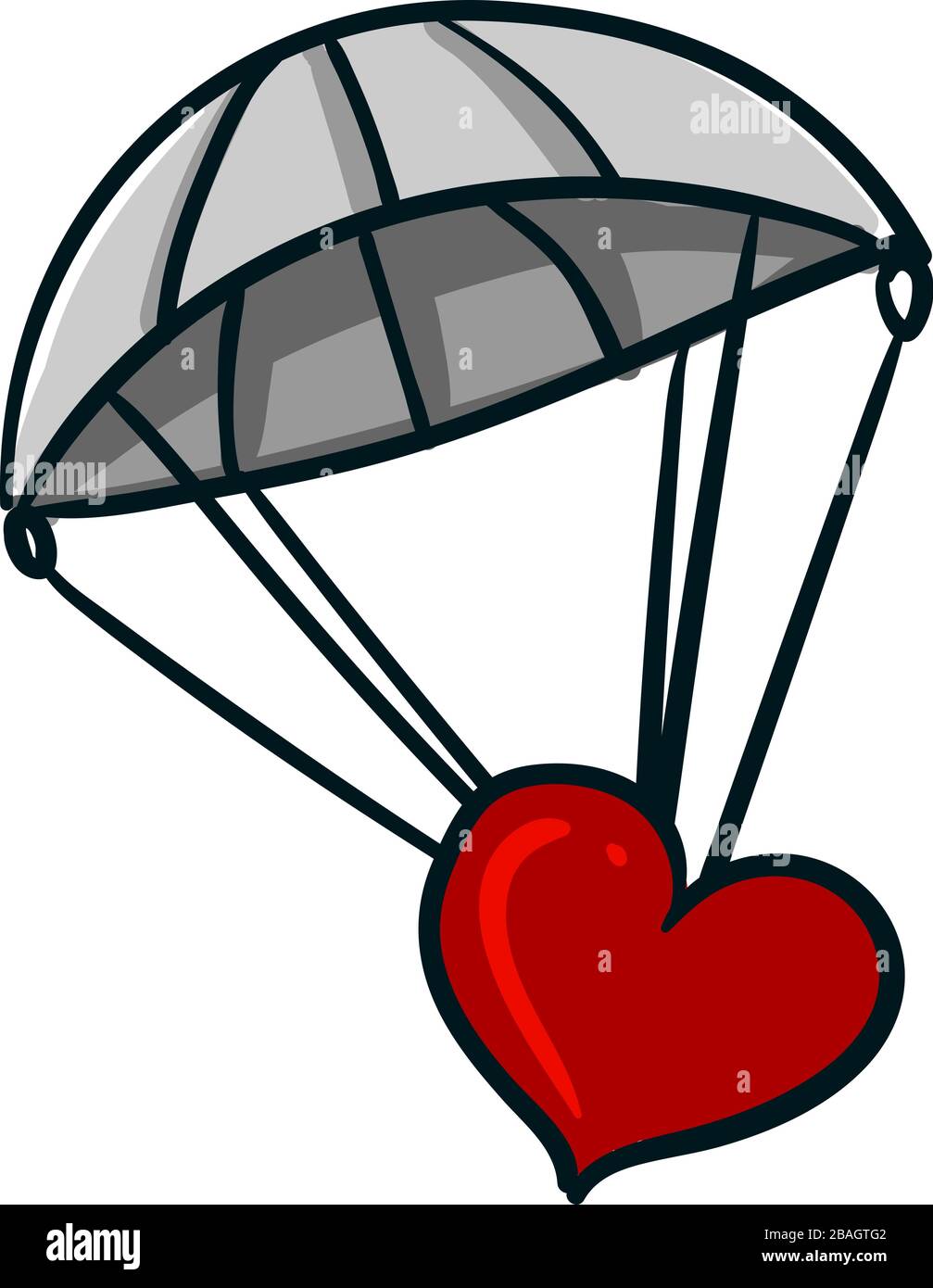 Paracadute grigio, illustrazione, vettore su sfondo bianco Illustrazione Vettoriale