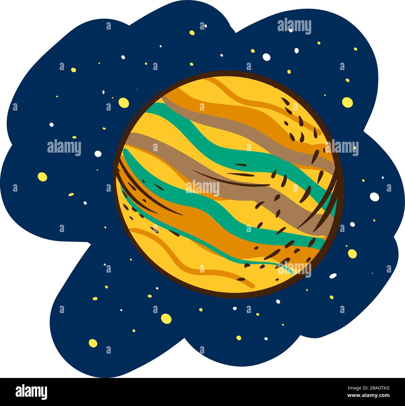 Giove nello spazio, illustrazione, vettore su sfondo bianco Illustrazione Vettoriale