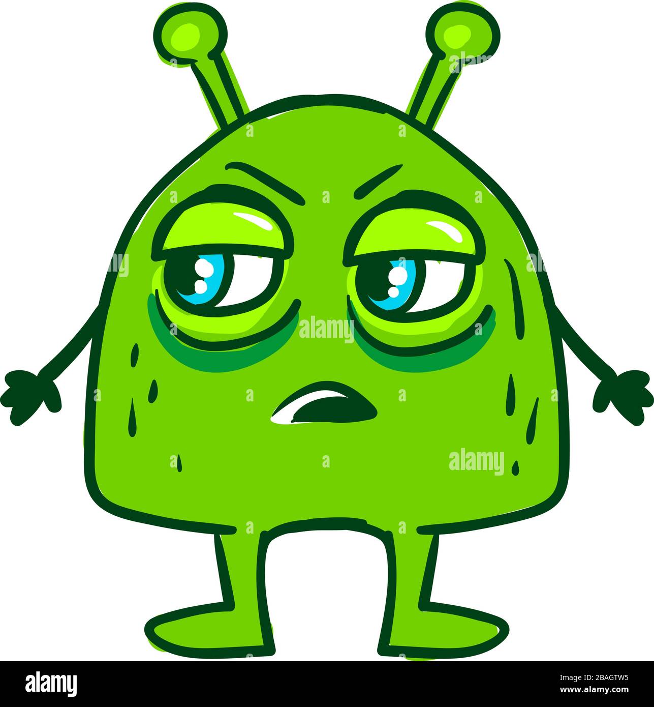 Mostro verde, illustrazione, vettore su sfondo bianco Illustrazione Vettoriale