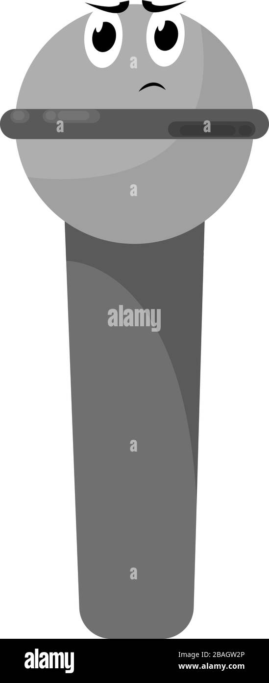 Microfono grigio, illustrazione, vettore su sfondo bianco Illustrazione Vettoriale
