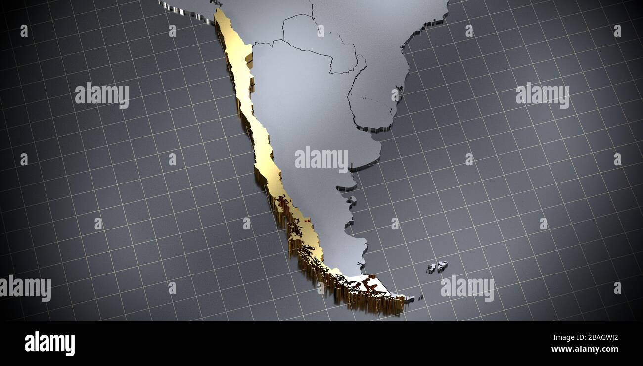 Cile - forma del paese - illustrazione 3D Foto Stock