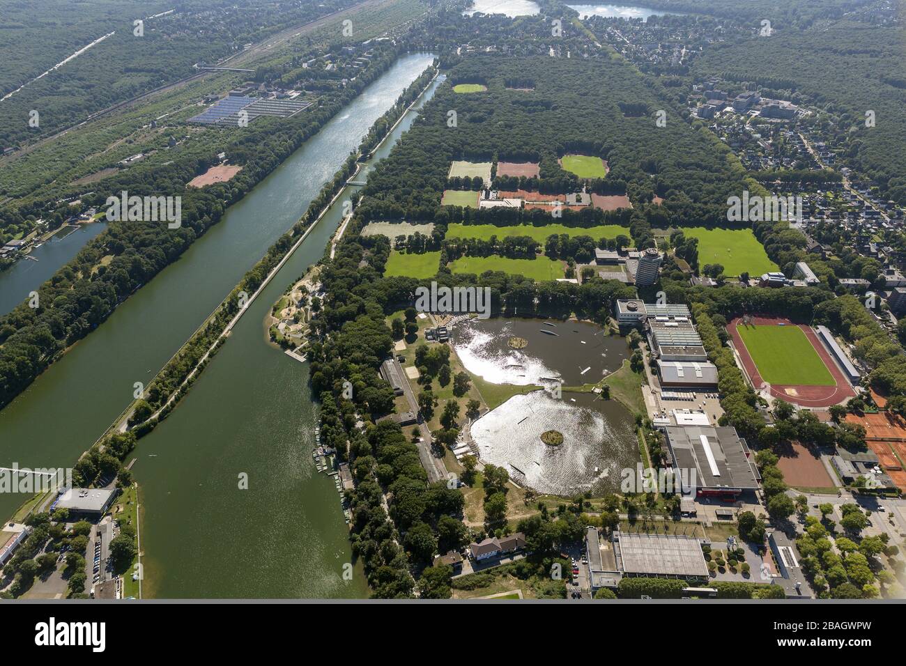 Corso di regata Wedau a Duisburg, 05.09.2013, vista aerea, Germania, Renania Settentrionale-Vestfalia, Area della Ruhr, Duisburg Foto Stock