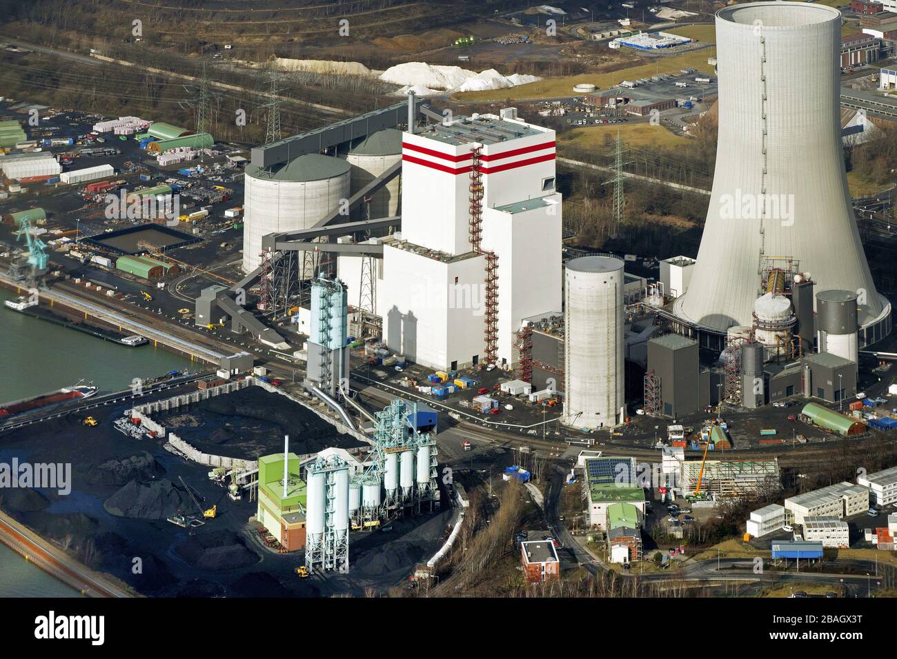 Centrale Luenen-Stummhafen, 20.02.2012, vista aerea, Germania, Renania settentrionale-Vestfalia, Area della Ruhr, Luenen Foto Stock