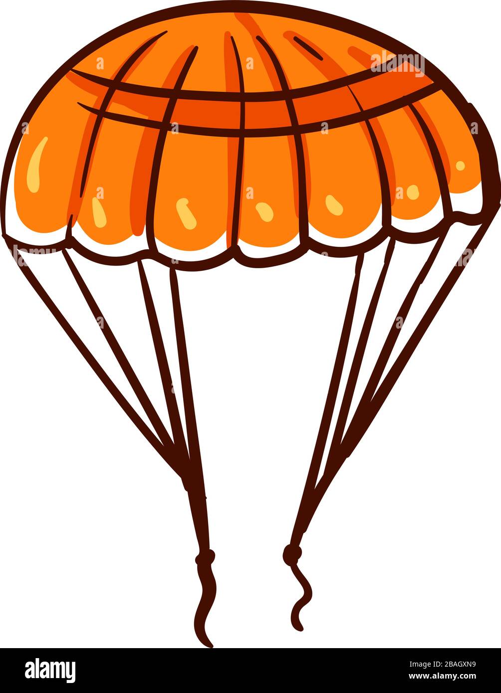 Paracadute arancione, illustrazione, vettore su sfondo bianco Illustrazione Vettoriale
