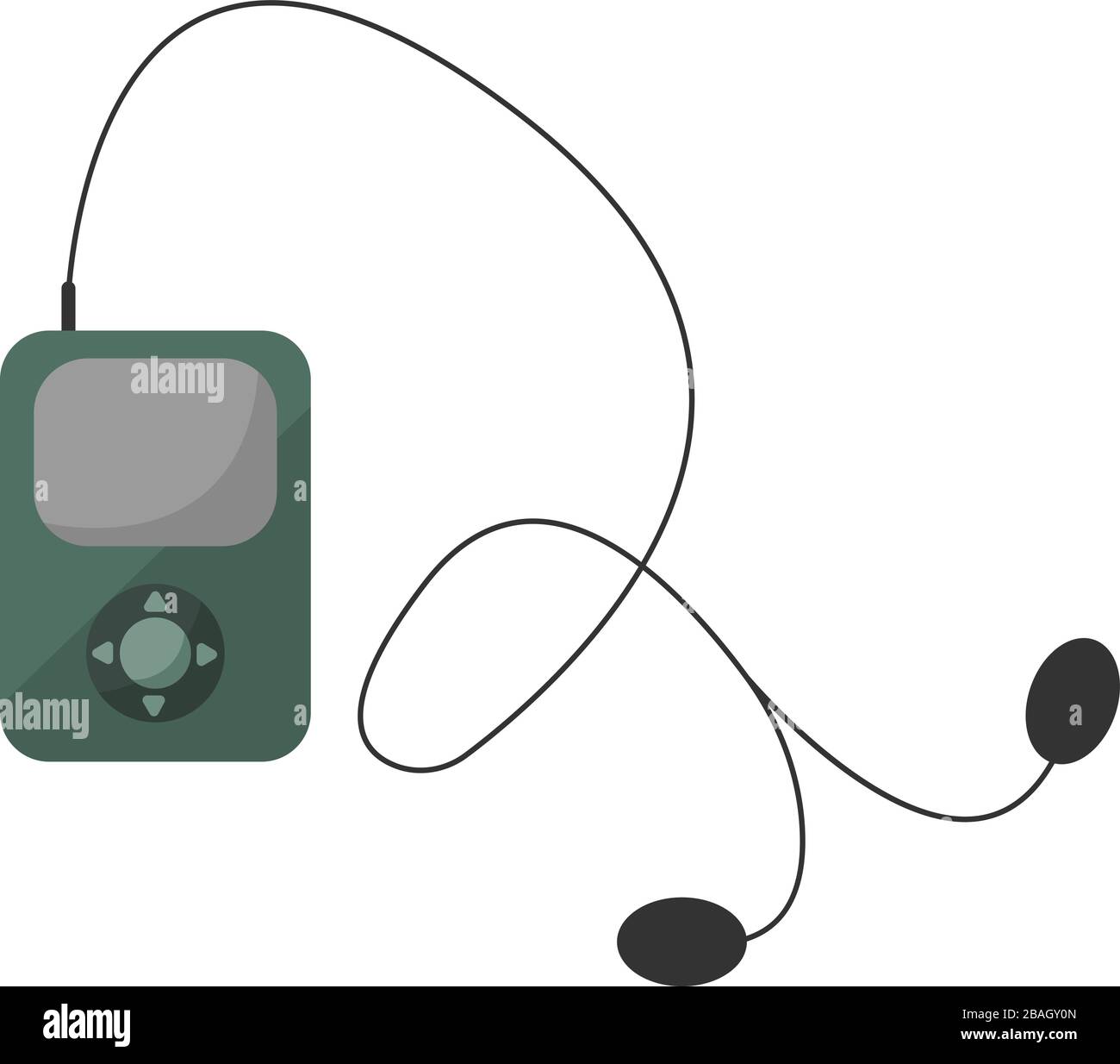 Lettore musicale con auricolari, illustrazione, vettoriale su sfondo bianco Illustrazione Vettoriale