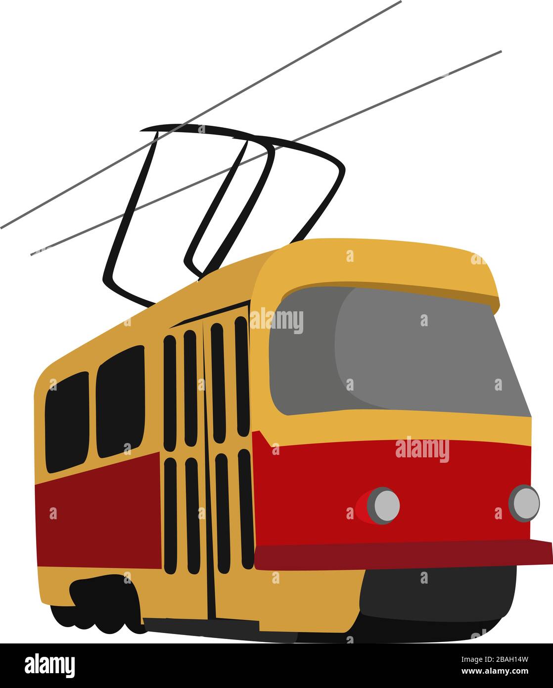 Tram giocattolo, illustrazione, vettore su sfondo bianco Illustrazione Vettoriale