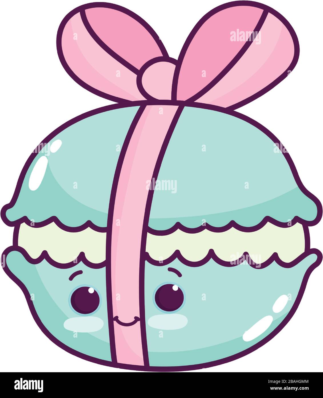 carino cibo macaroon dolce dessert kawaii cartoon vettore illustrazione disegno isolato Illustrazione Vettoriale