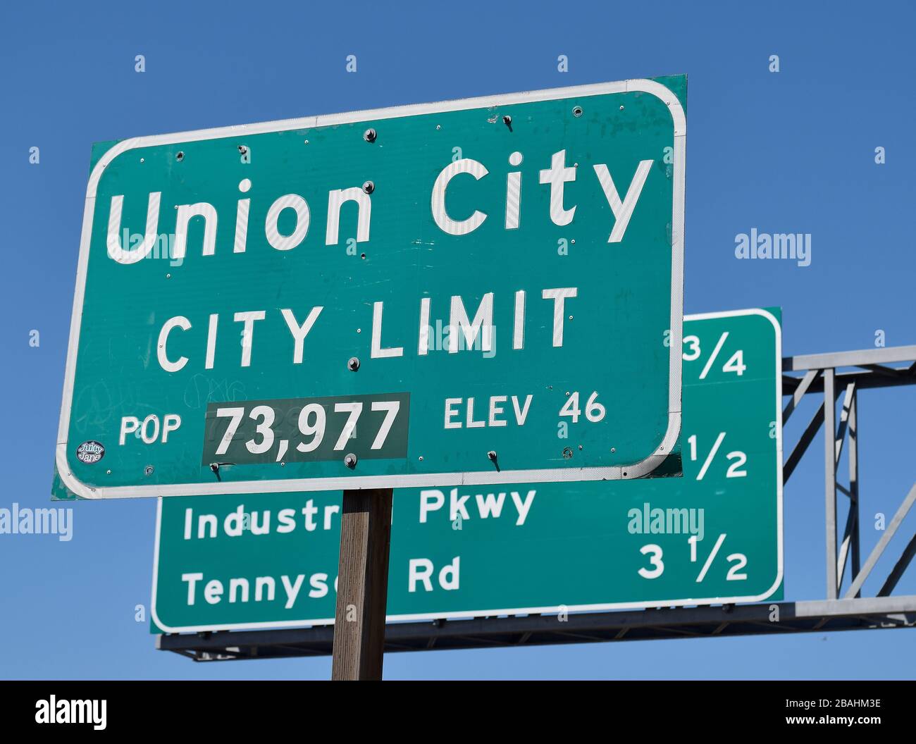 Segnale Union City City Limit, California Foto Stock