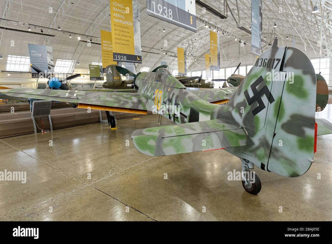 19 SETTEMBRE 2015, EVERETT, WA: Un FW 190 D-13 di Focke-Wulf si trova in mostra in un museo della zona di Seattle. Foto Stock