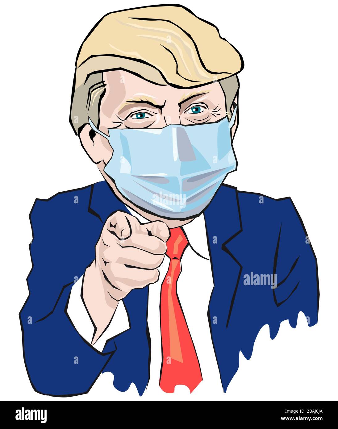 Cartoon Ritratto del presidente in maschera medica Illustrazione Vettoriale