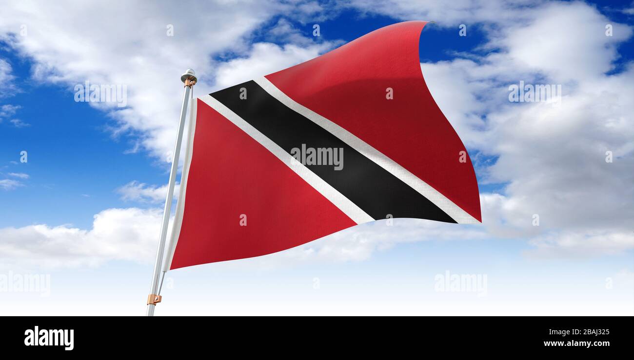 Trinidad e Tobago - bandiera ondeggiante - illustrazione 3D Foto Stock