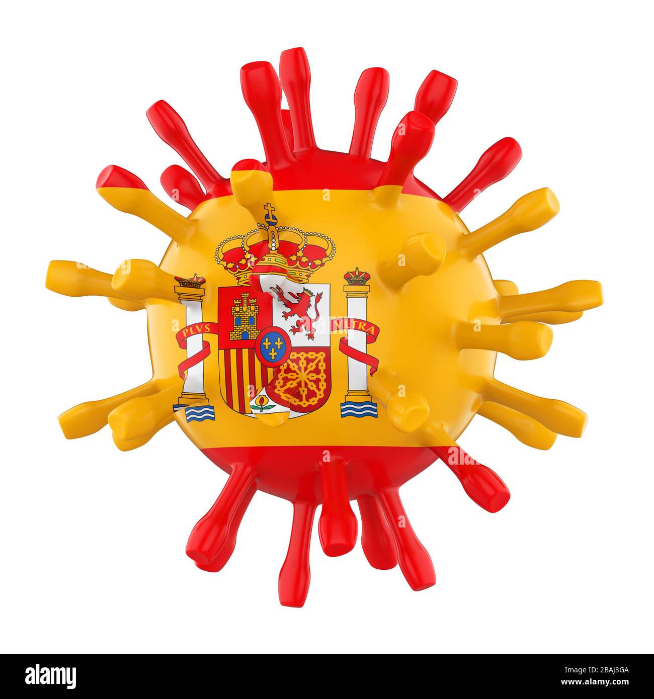 COVID-19 Coronavirus con bandiera di Spagna Illustrazione Foto Stock