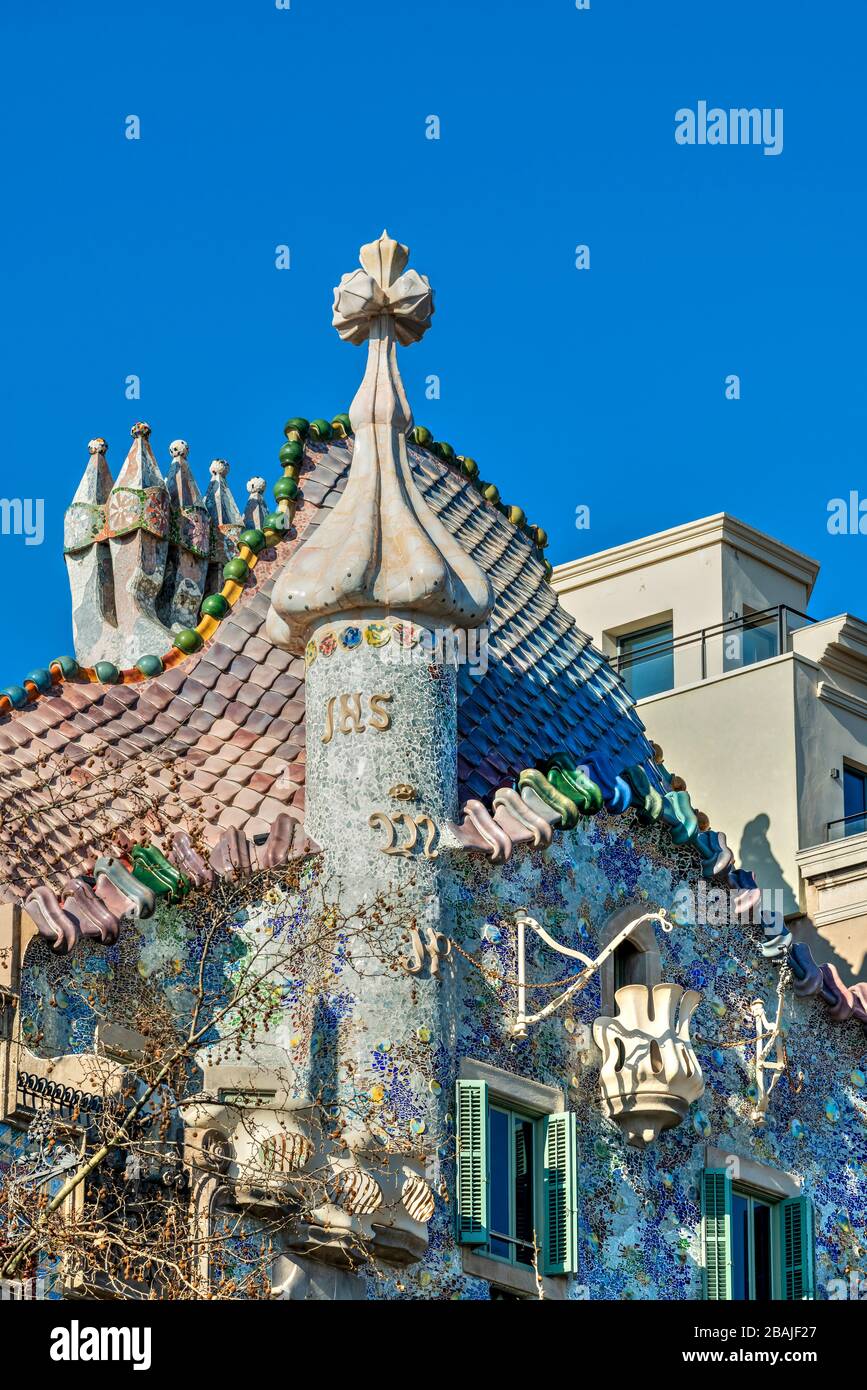 Casa Batllo, Barcellona, in Catalogna, Spagna Foto Stock