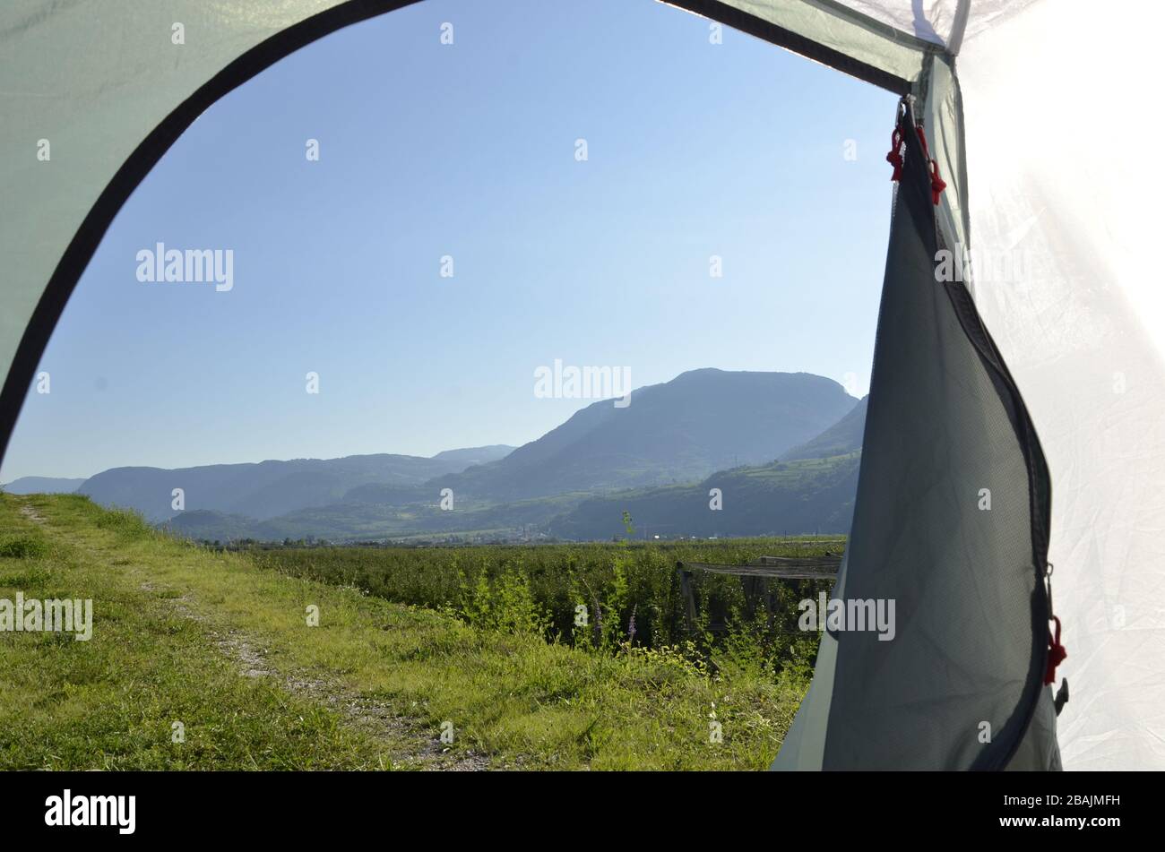 Campeggio in den Bergen Foto Stock