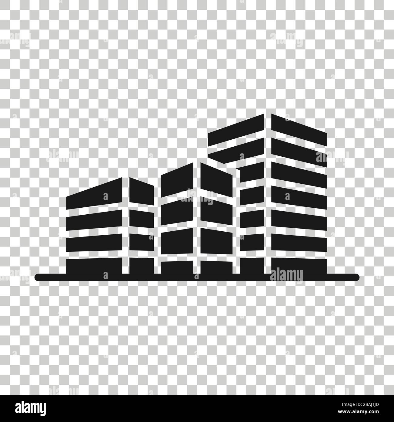 Icona di edificio in stile appartamento. Città grattacielo appartamento illustrazione vettoriale bianco su sfondo isolato. Torre della città la concezione di business. Illustrazione Vettoriale