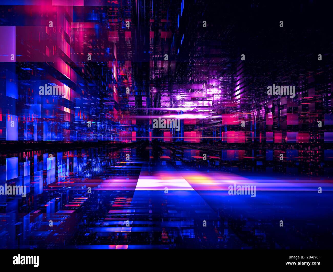 Strada astratta della città futuristica - immagine 3d generata digitalmente Foto Stock