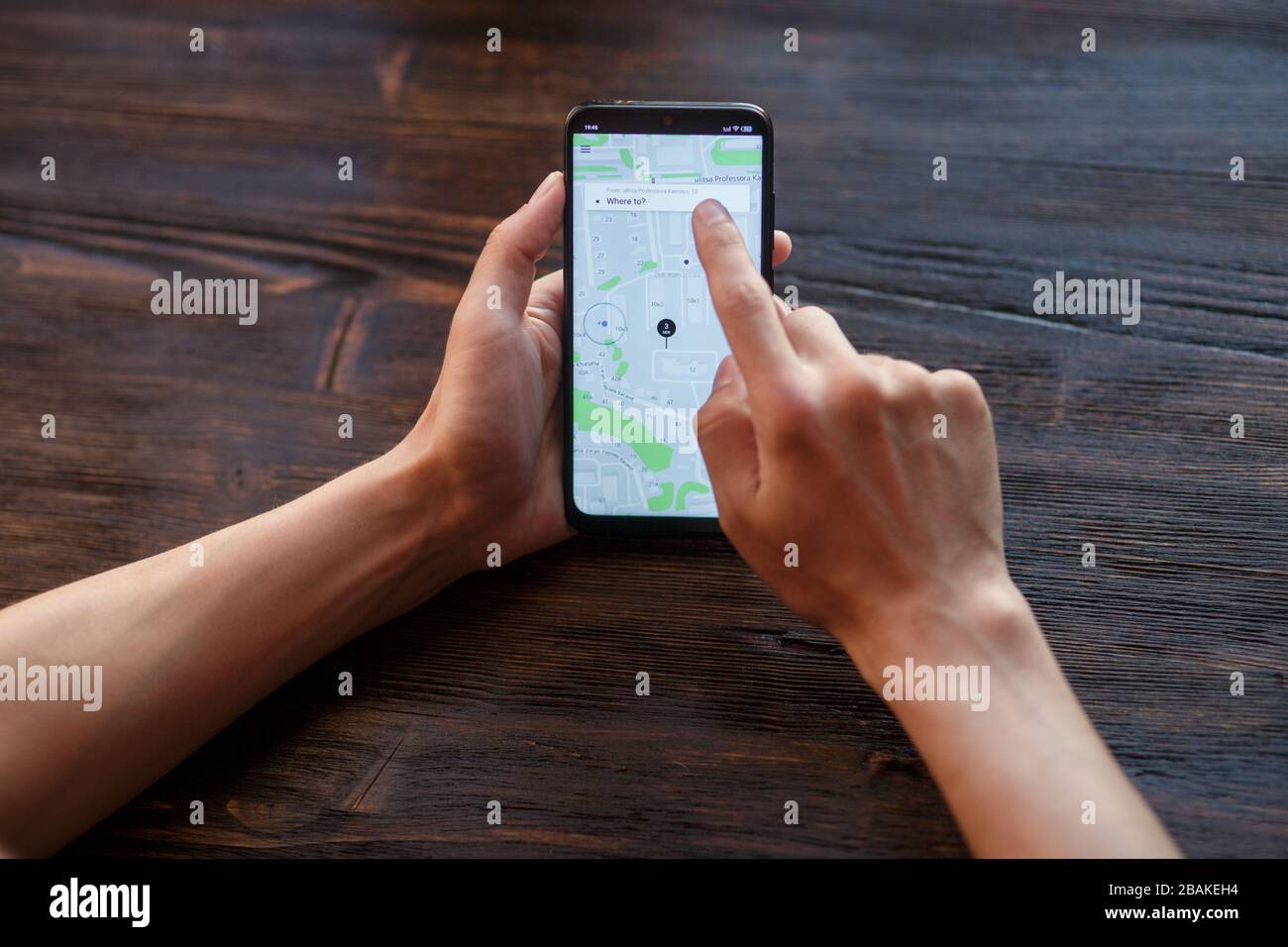 Applicazione Uber. Uber Technologies Inc. È un'azienda tecnologica americana con sede a San Francisco, California, Stati Uniti Foto Stock