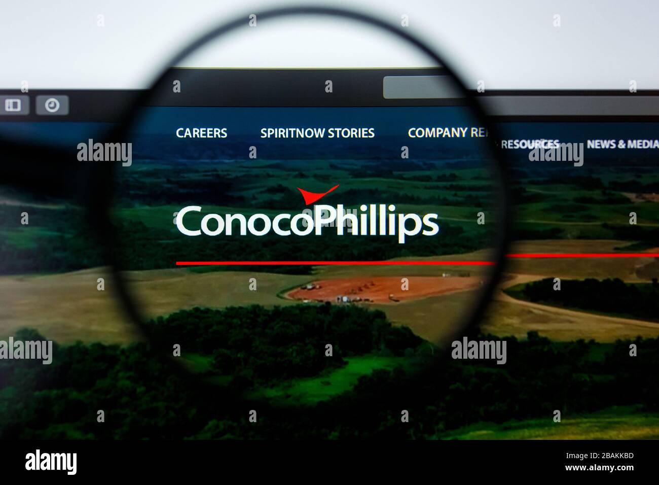 Los Angeles, California, Stati Uniti d'America - 12 giugno 2019: Editoriale illustrativo del sito Web di ConocoPhillips. Logo Conoco Phillips visibile sullo schermo Foto Stock