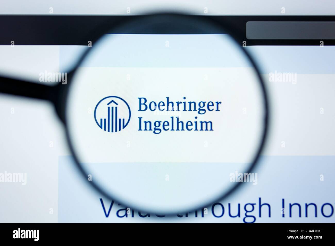 Los Angeles, California, USA - 12 Giugno 2019: Editoriale illustrativo della homepage del sito di Boehringer Ingelheim. Boehringer Ingelheiml Ogo visibile Foto Stock